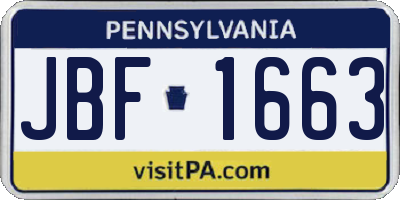 PA license plate JBF1663