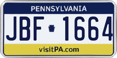 PA license plate JBF1664