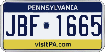 PA license plate JBF1665