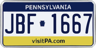 PA license plate JBF1667