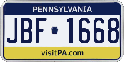 PA license plate JBF1668