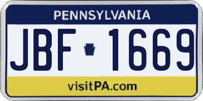 PA license plate JBF1669