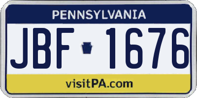 PA license plate JBF1676