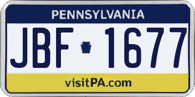 PA license plate JBF1677