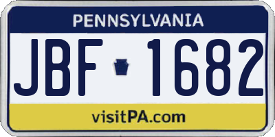 PA license plate JBF1682