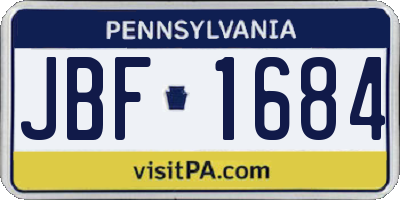 PA license plate JBF1684