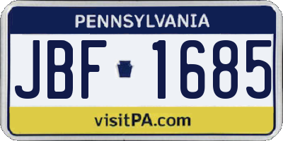 PA license plate JBF1685