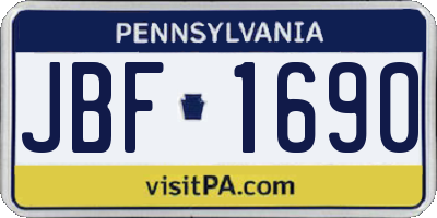 PA license plate JBF1690