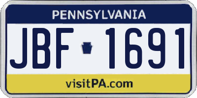 PA license plate JBF1691