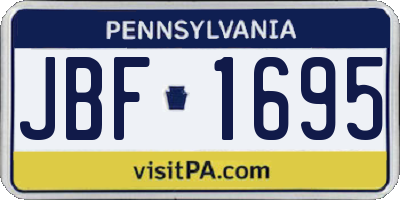 PA license plate JBF1695