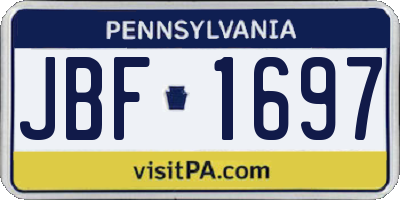 PA license plate JBF1697