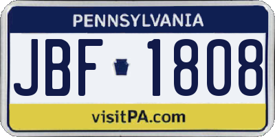 PA license plate JBF1808