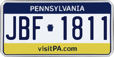 PA license plate JBF1811