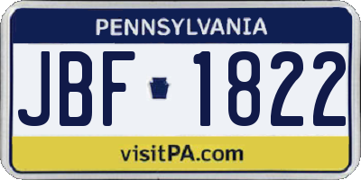 PA license plate JBF1822