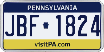 PA license plate JBF1824