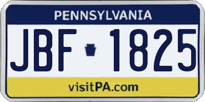 PA license plate JBF1825