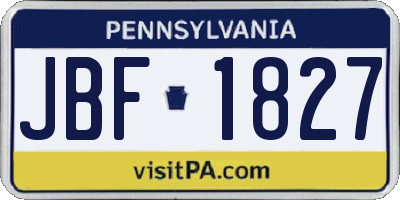 PA license plate JBF1827