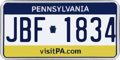 PA license plate JBF1834