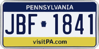 PA license plate JBF1841