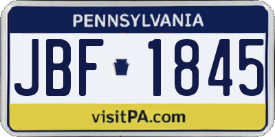 PA license plate JBF1845