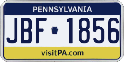 PA license plate JBF1856