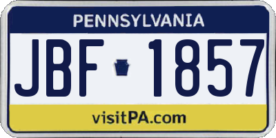 PA license plate JBF1857