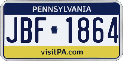 PA license plate JBF1864