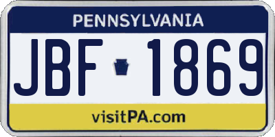 PA license plate JBF1869