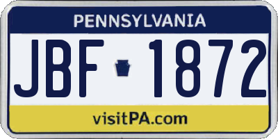 PA license plate JBF1872