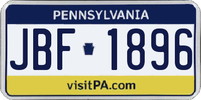 PA license plate JBF1896