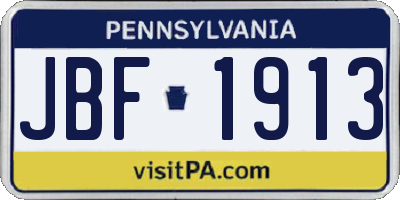 PA license plate JBF1913