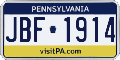 PA license plate JBF1914