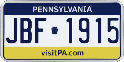 PA license plate JBF1915