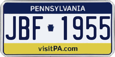 PA license plate JBF1955