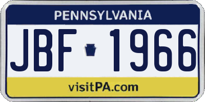 PA license plate JBF1966