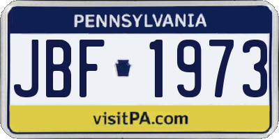 PA license plate JBF1973