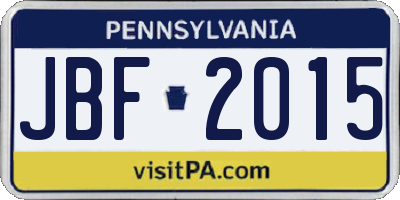 PA license plate JBF2015
