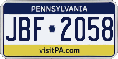 PA license plate JBF2058