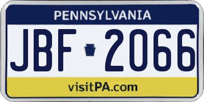 PA license plate JBF2066
