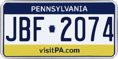PA license plate JBF2074