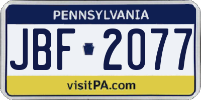 PA license plate JBF2077