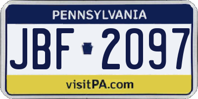 PA license plate JBF2097