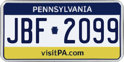 PA license plate JBF2099