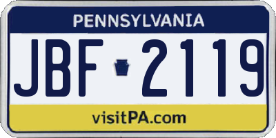 PA license plate JBF2119