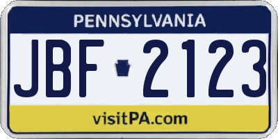 PA license plate JBF2123