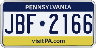PA license plate JBF2166