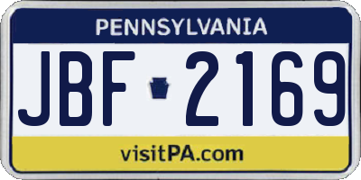 PA license plate JBF2169