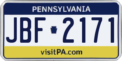 PA license plate JBF2171
