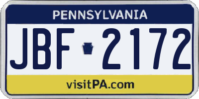 PA license plate JBF2172