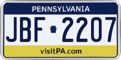 PA license plate JBF2207